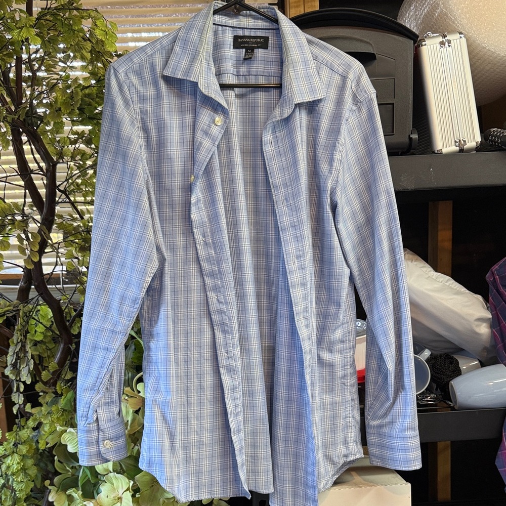 Banana Republic Light Blue Checkered Shirt